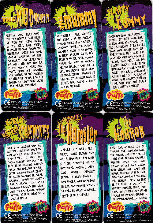1997 Sugar Puffs Goosebumps Haunted Bookmarks reverse
