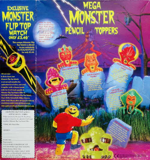 1996 Sugar Puffs Monster Pencil Tops & Watch