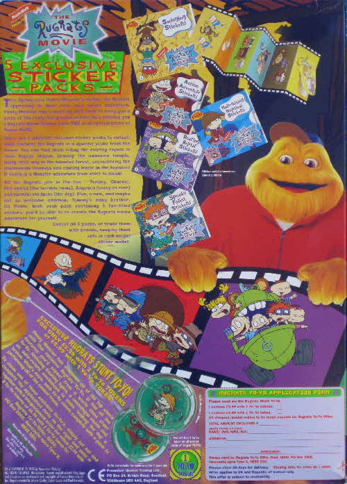 1999  Sugar Puffs Rugrats Movie Stickers & Yoyo