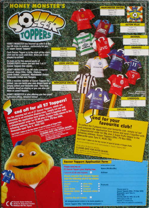 1998 Sugar Puffs Soccer Toppers - 1st series