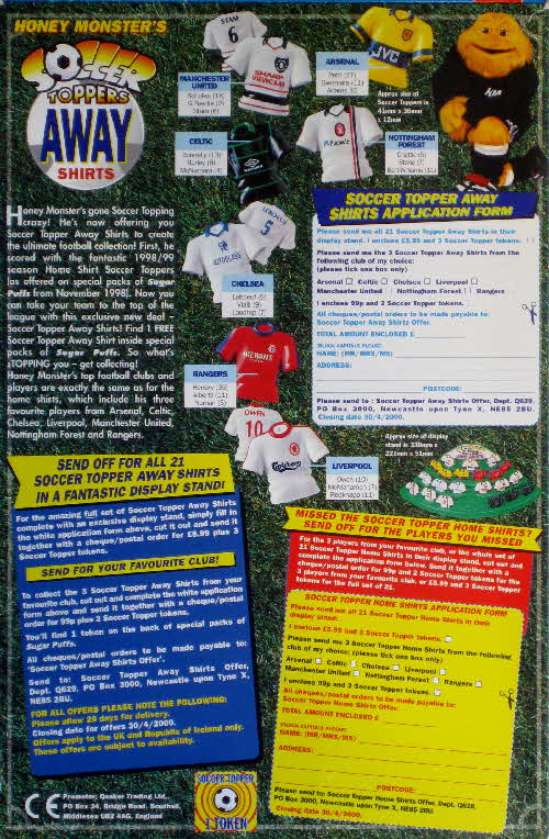 1998 Sugar Puffs Soccer Toppers Away Shirts