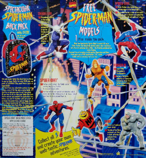 1996 Sugar Puffs Spiderman Figures & backpack