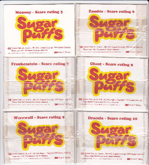 1993 Sugar Puffs Scary Post it Notes reverse
