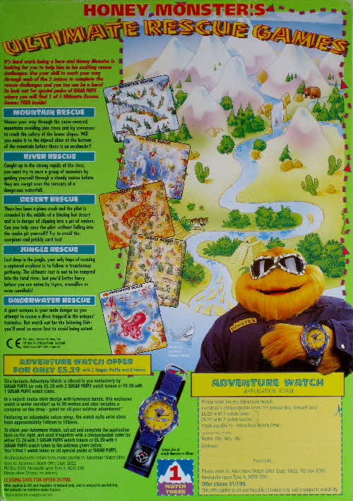 1998 Sugar Puffs Ultimate Rescue Games & watch