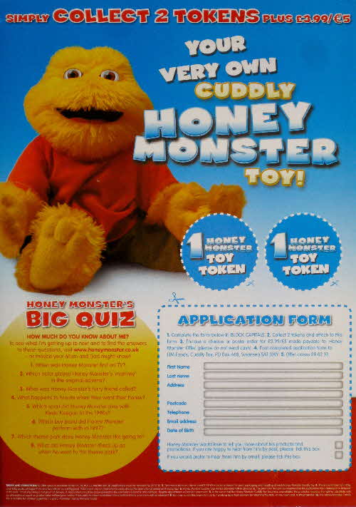 2009 Sugar Puffs Honey Monster Cuddly Toy