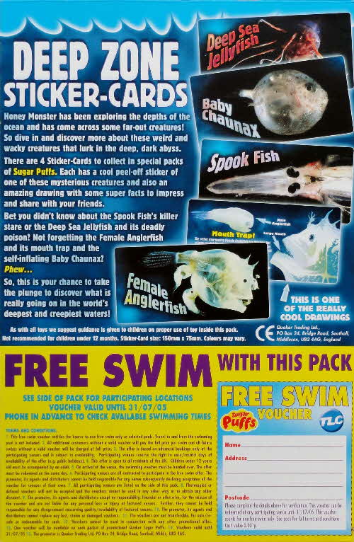 2004 Sugar Puffs Deep Zone Sticker Cards & Feww Swim