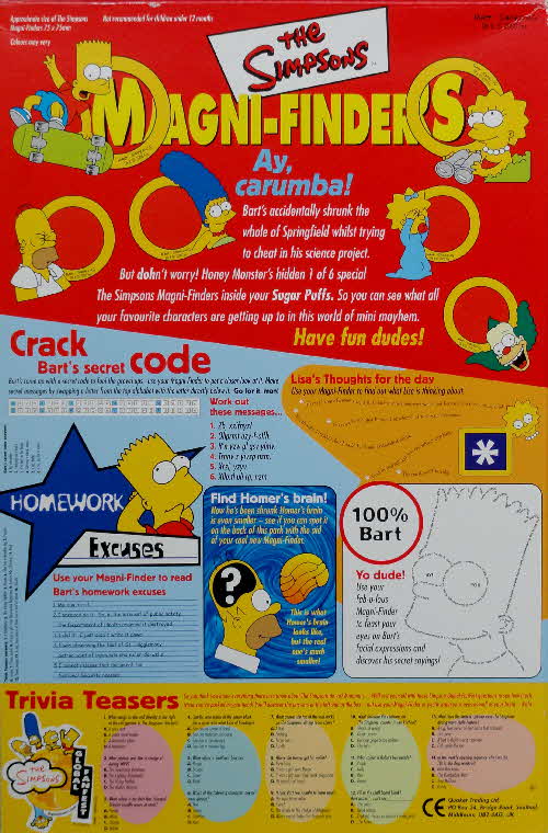2001 Sugar Puffs Simpsons Magni-Finders