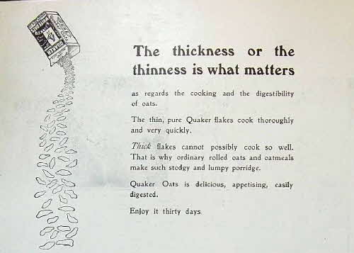 1910 Quaker Oats Thickness Advert