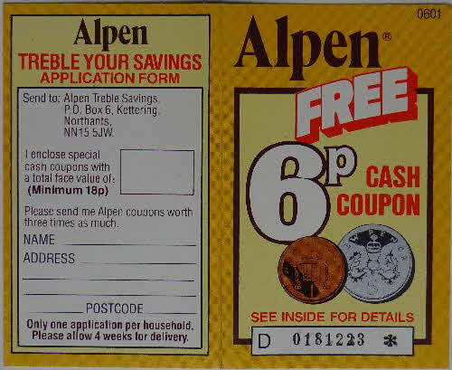 1980s Alpen 6p voucher leaflet (1)