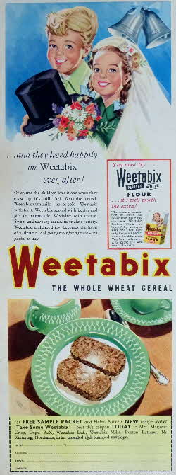 1954 Weetabix Wedding Free Sample Packet & Recipe Leaflet