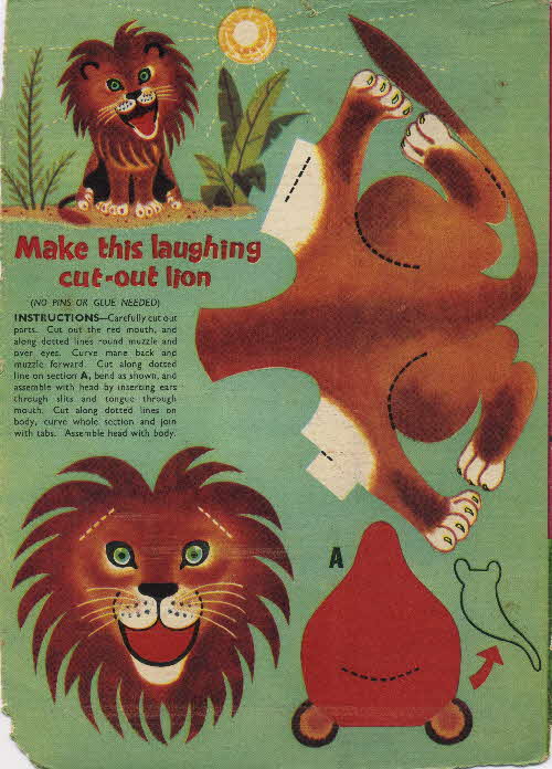 1959 Puffkins Animal Cut Outs - lion