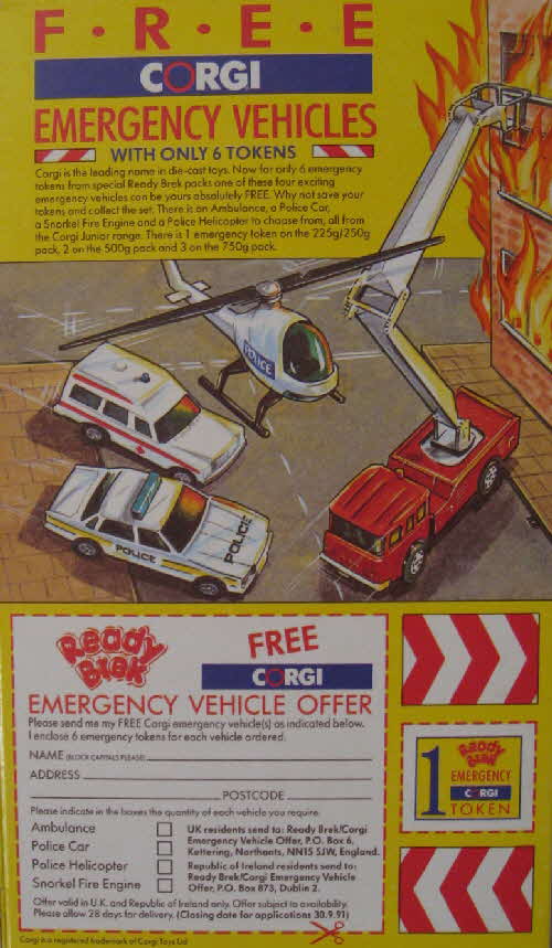 1990 Ready Brek Corgi Emergency Vehicle set1