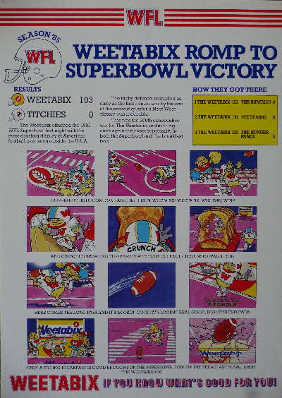 1985 Weetabix Weetagang Superbowl Storyboard poster