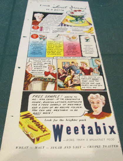 1950 Weetabix Free Sample Mrs Crisp and recipe
