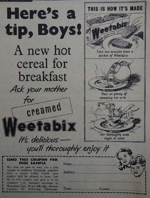1956 Weetabix Free Sample Advert