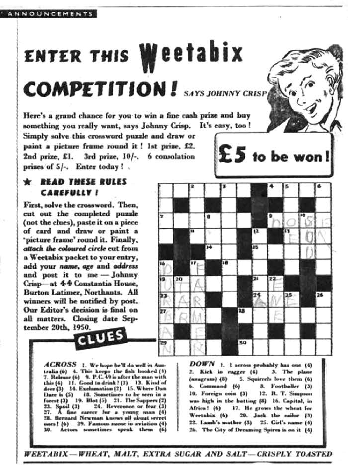 1950 Weetabix Eagle Comic Competition