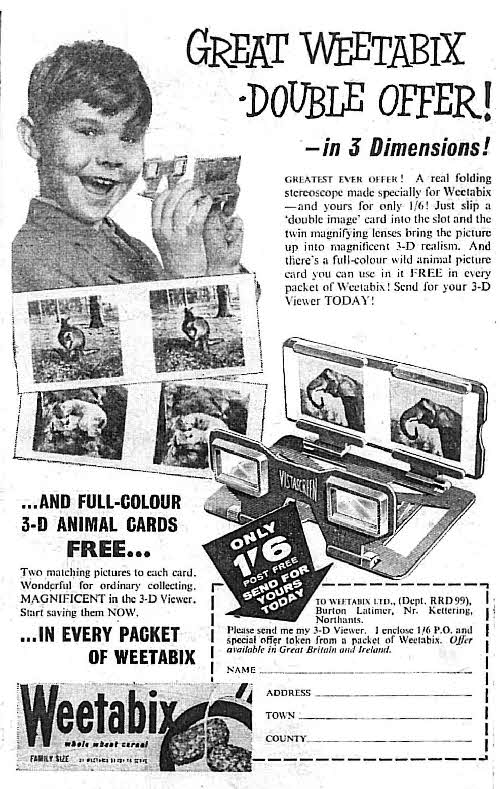 1960 Weetabix 3D Animal cards