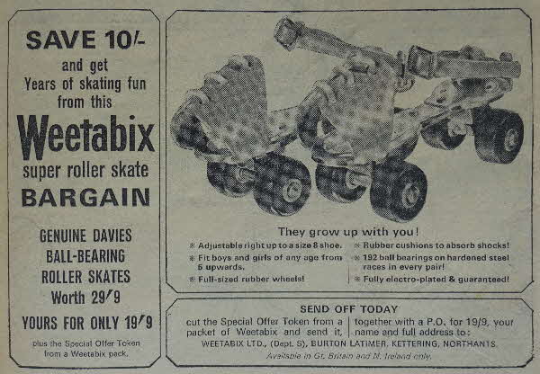 1964 Weetabix Roller Skates Offer ad