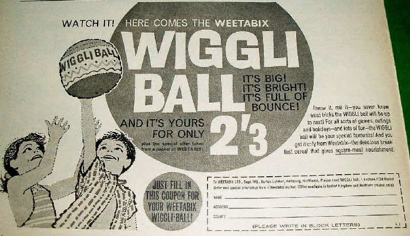 1962 Weetabix Wiggli Ball Offer