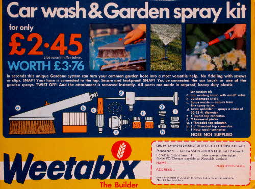 1970s Weetabix Car Wash & Garden Spray kit