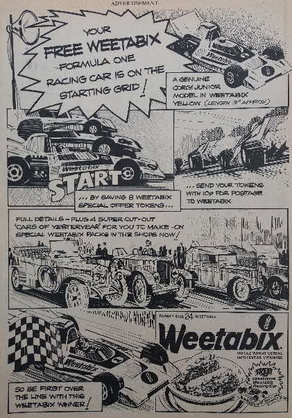 1976 Weetabix Cars of Yesteryear & F1 Car Ad