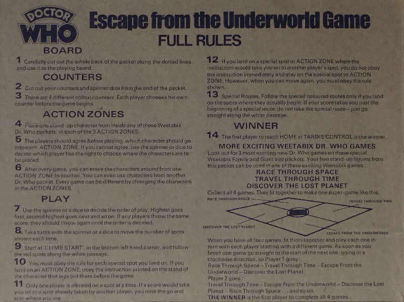 1977 Weetabix Dr Who Action Game Escape from Underworld inside (3)
