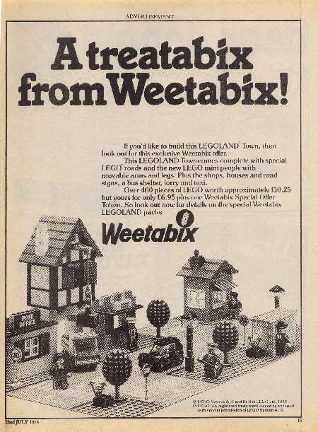 1978 Weetabix Legotown offer