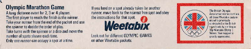 1981 Weetabix Olympic Marthon instructions