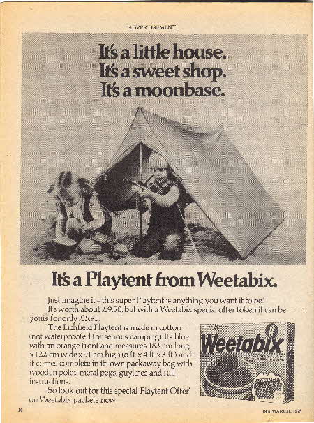 1978 Weetabix Playtent