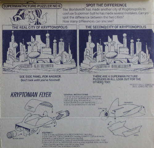 1978 Weetabix Superman Picture puzzler no 6