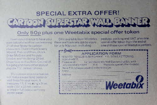 1977 Weetabix TV Cartoon Faces Wall Banner