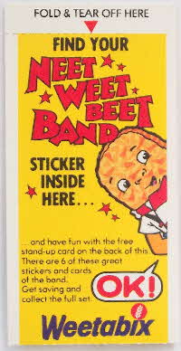 1983 Weetabix Neet Weet Band cards reverse