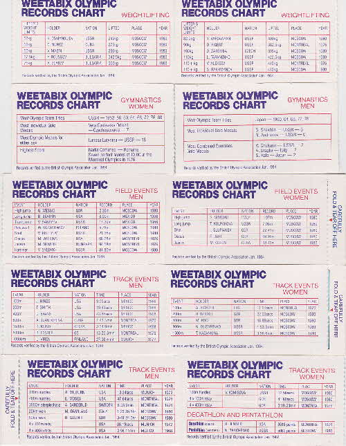 1984 Weetabix Weet Olympix Stickers inside
