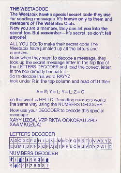 1983 Weetabix Club Code Card (1)