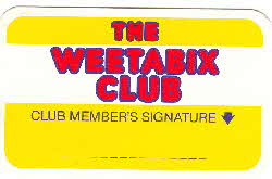 1983 Weetabix Club members card