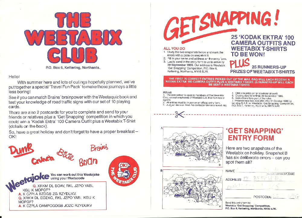 1986 Weetabix Club Summer edition