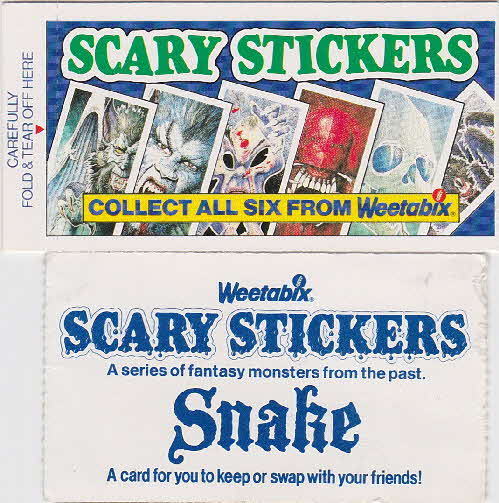 1986 Weetabix Scary Stickers reverse