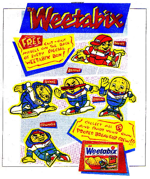 1986 Weetabix Crew Cutouts