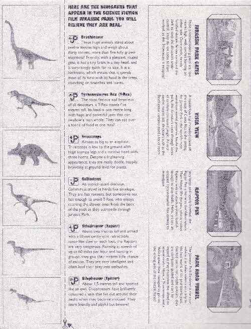 1993 Weetabix Jurassic Park inside pack 1 (2)