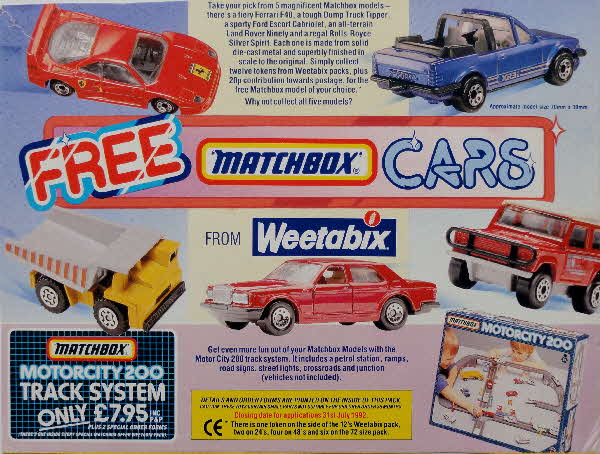 1991 Weetabix Matchbox Cars