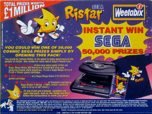 1995 Weetabix Ristar Sega Games competition