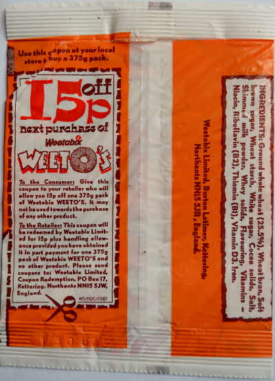 1987 Weetos Sample packet (2)