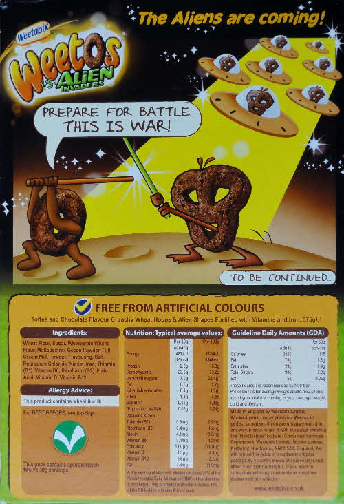2011 Weetos vs Aliens New back