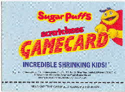 1991 Sugar Puffs Scratchees Game cards 1
